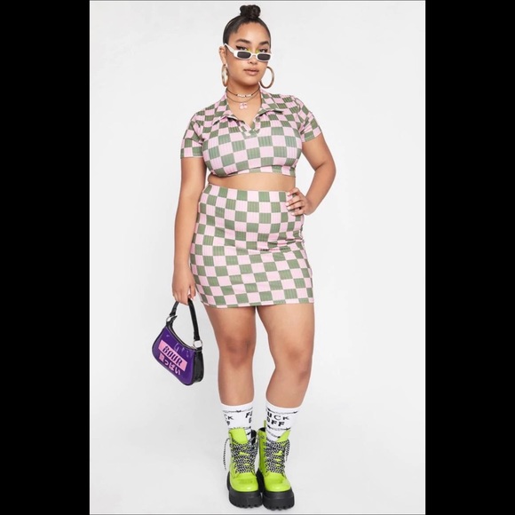 Dolls kill X New girl Order Ribbed Checkerboard Mini Skirt NWT Sizes 2X & 3X - Picture 12 of 12